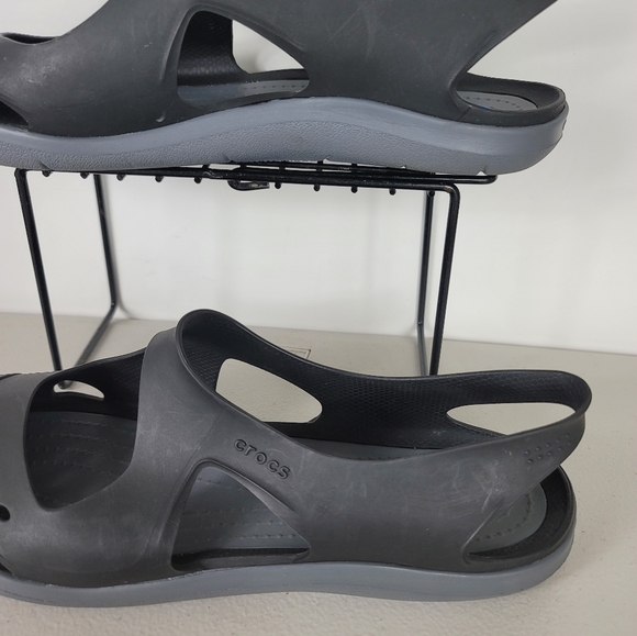 Crocs Woman's slip on Flats Loafers Shoes Sz 10 Grey black - Picture 4 of 7